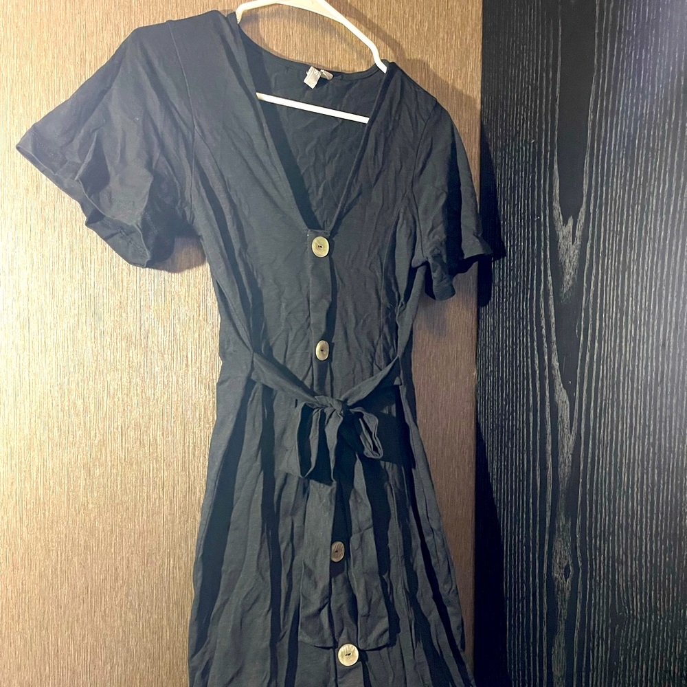 ASOS DESIGN button through shirt dress in black